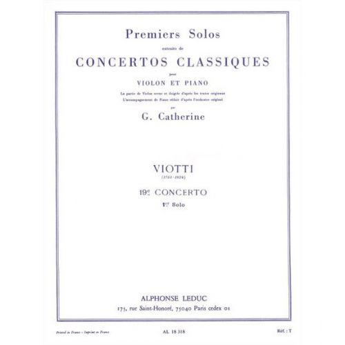 VIOTTI G.B. - SOLO N°1 DU CONCERTO N°19 - VIOLON & PIANO