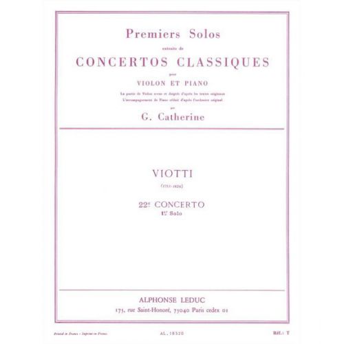 VIOTTI - PREMIERS SOLOS - CONCERTO N°22 - VIOLON ET PIANO