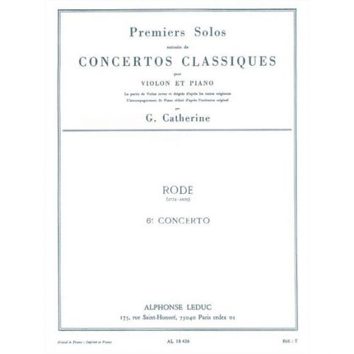 LEDUC RODE PIERRE - SOLO N°1 DU CONCERTO N°6 (CATHERINE) - VIOLON ET PIANO