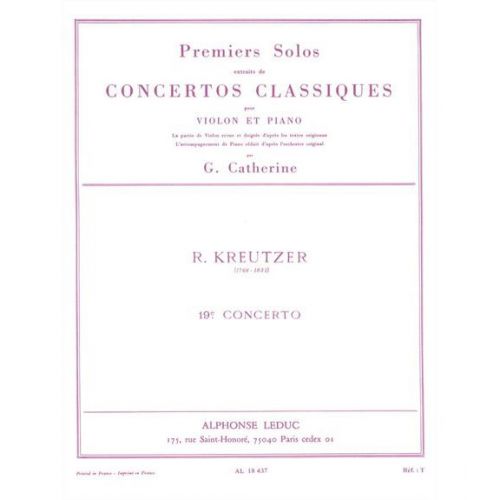 KREUTZER - SOLO N°1 DU CONCERTO N°19 (CATHERINE) - VIOLON ET PIANO