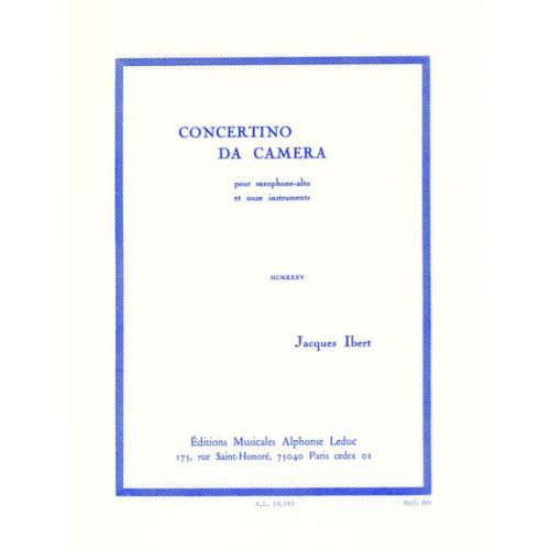 IBERT J. - CONCERTINO DA CAMERA - SAXOPHONE ALTO ET PIANO