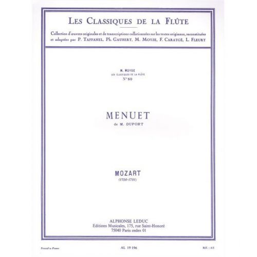 LEDUC MOZART W.A. - MENUET DE M. DUPORT - FLÛTE ET PIANO 
