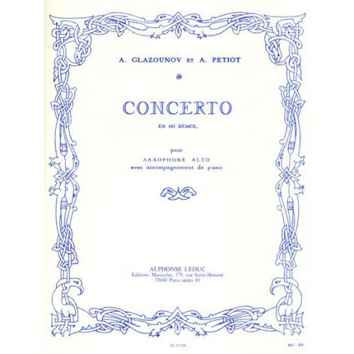LEDUC GLAZOUNOFF ALEXANDER - CONCERTO EN MIB MAJEUR - SAXOPHONE MI B, PIANO