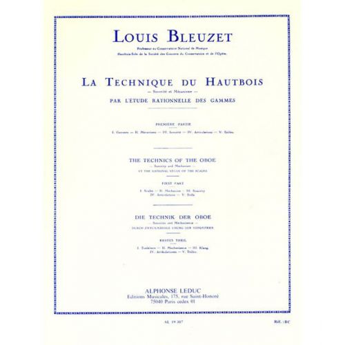 BLEUZET L. - TECHNIQUE DU HAUTBOIS PAR L'ETUDE RATIONELLE DES GAMMES VOLUME 1 