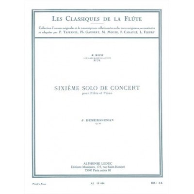 Demersseman J. - Sixieme Solo De Concert Op.82 - Flute