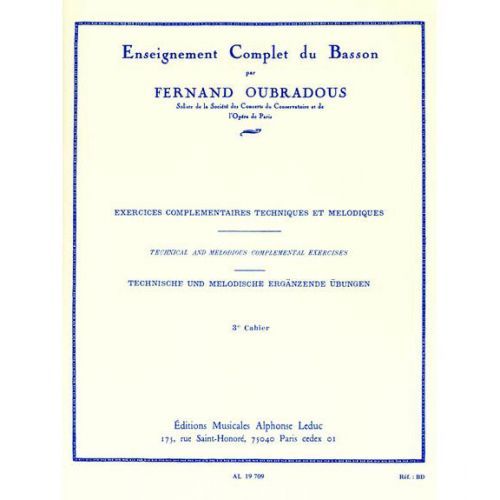 OUBRADOUS - ENSEIGNEMENT COMPLET DU BASSON VOL.3 