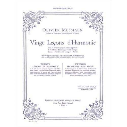 MESSIAEN OLIVIER - 20 LEÇONS D'HARMONIE