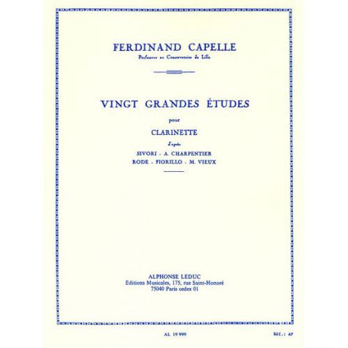 LEDUC CAPELLE FERDINAND - 20 GRANDES ETUDES - CLARINETTE