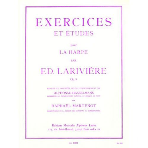 LARIVIERE - EXERCICES ET ETUDES OP.9 - HARPE 