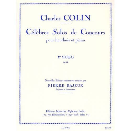 BAJEUX / COLIN - CELEBRE SOLO DE CONCOURS N°1 OP.33 - HAUTBOIS ET PIANO