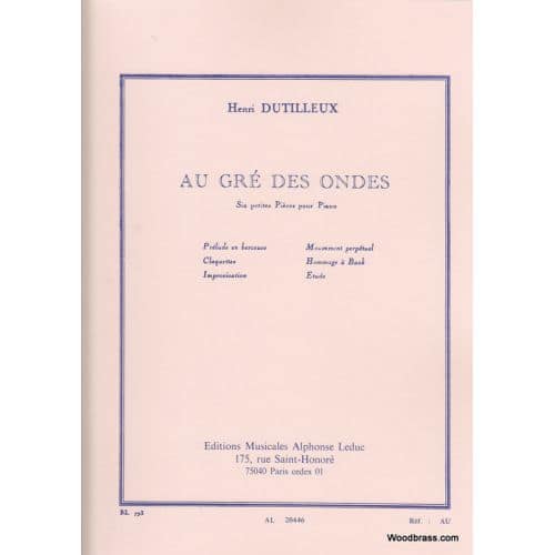 DUTILLEUX H. - AU GRE DES ONDES - PIANO
