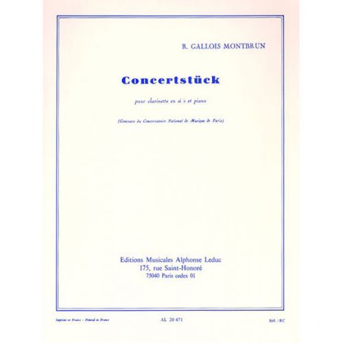LEDUC Gallois Montbrun - Concertstück (clarinette Sib / Piano)