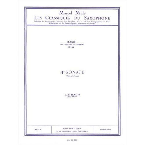 BACH J.S. - 4e SONATE (FLUTE) - SAXOPHONE & PIANO