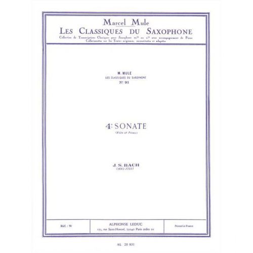 LEDUC BACH J.S. - 4e SONATE (FLUTE) - SAXOPHONE & PIANO
