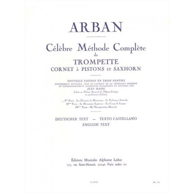 LEDUC Arban JEAN-baptiste - Celebre Methode Complete Pour Trompette Volume 1