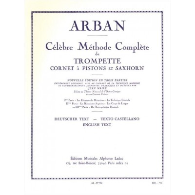 LEDUC ARBAN JEAN-BAPTISTE - CELEBRE METHODE COMPLETE POUR TROMPETTE VOLUME 3