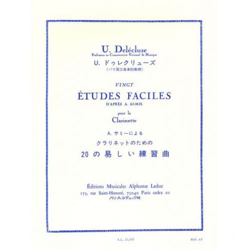 DELECLUSE U. - VINGT ETUDES FACILES D'APRES A. SAMIE - CLARINETTE