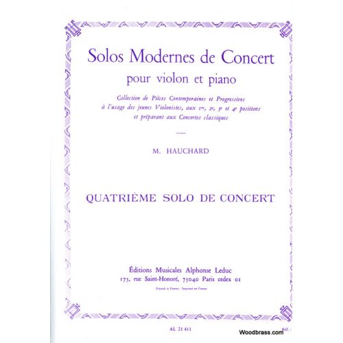 LEDUC HAUCHARD M. - SOLO MODERNE DE CONCERT N04 LA MINEUR (1ERE POSITION) - VIOLON ET PIANO 