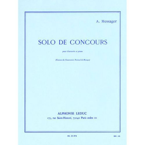 MESSAGER A. - SOLO DE CONCOURS - CLARINETTE ET PIANO 
