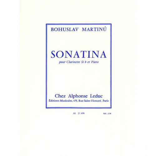 LEDUC MARTINU BOHUSLAV - SONATINA - CLARINETTE ET PIANO