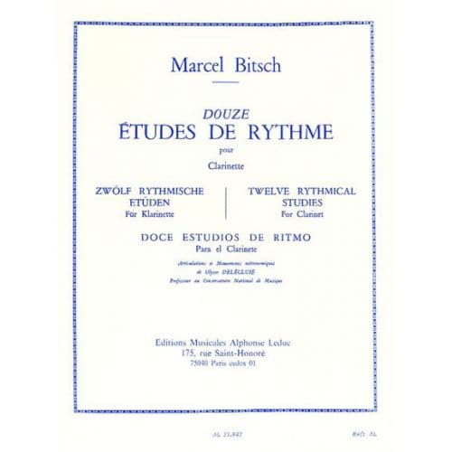 BITSCH M. - 12 ETUDES DE RYTHME - CLARINETTE