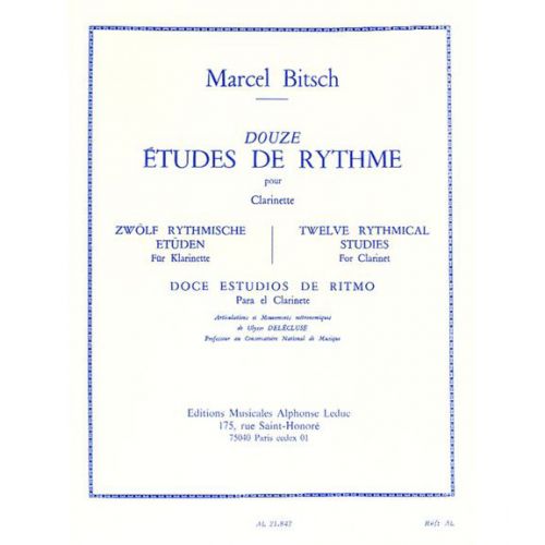 LEDUC BITSCH M. - 12 ETUDES DE RYTHME - CLARINETTE
