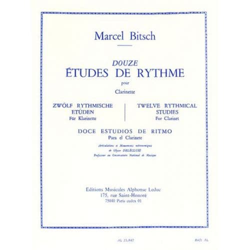 LEDUC BITSCH M. - 12 ETUDES DE RYTHME - CLARINETTE