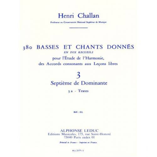 CHALLAN H. - 380 BASSES ET CHANTS DONNES VOL. 3 