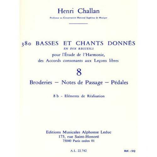 LEDUC CHALLAN H. - 380 BASSES ET CHANTS DONNEES VOL. 8