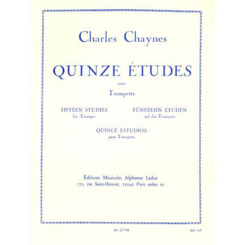 CHAYNES CH. - 15 ETUDES POUR TROMPETTE EN UT OU SIB 