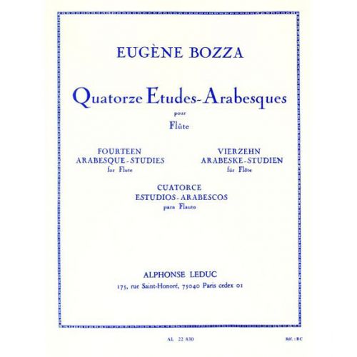 BOZZA EUGENE - 14 ETUDES ARABESQUES POUR FLUTE