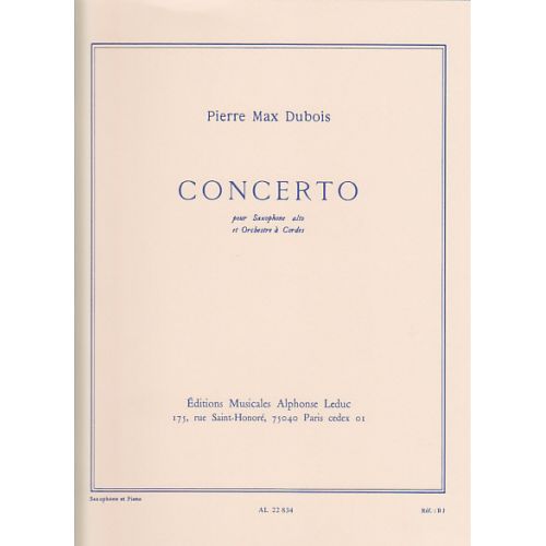 DUBOIS P.M. - CONCERTO POUR SAXOPHONE - SAXOPHONE ET PIANO 