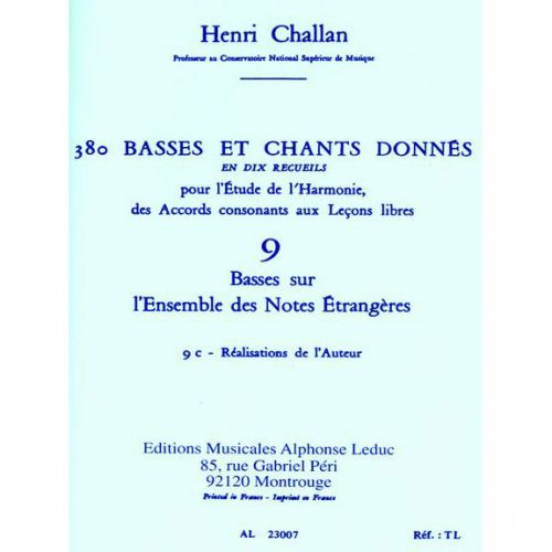 CHALLAN H. - 380 BASSES ET CHANTS DONNES VOL.9C REALISATION