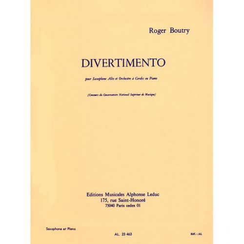 BOUTRY ROGER - DIVERTIMENTO - SAXOPHONE & PIANO