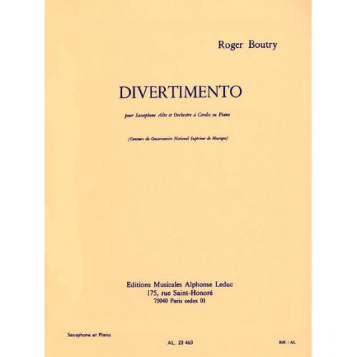 LEDUC BOUTRY ROGER - DIVERTIMENTO - SAXOPHONE & PIANO