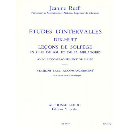 RUEFF - ETUDES D INTERVALLES. 8 LECONS DE SOLFEGE 2 CLES VERSION A SANS ACCT 