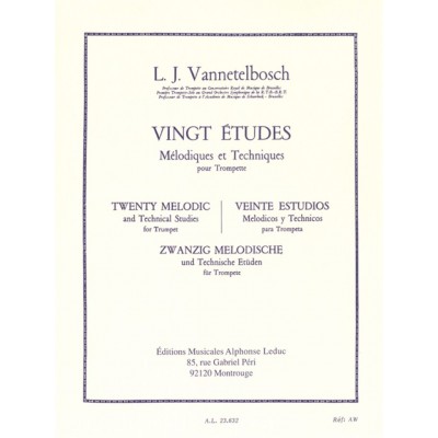 LEDUC Vannetelbosch Louis Julien - 20 Etudes Melodiques et Techniques - Trompette