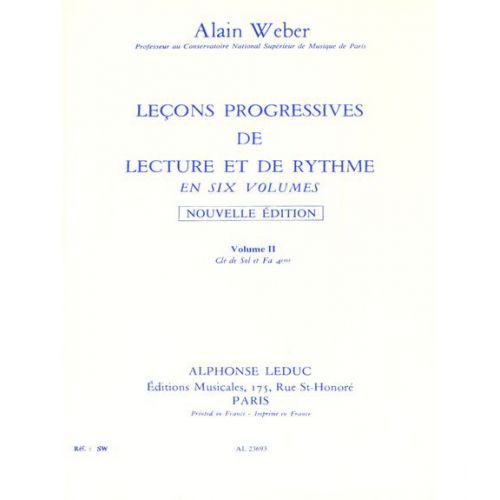 WEBER AL. - LEÇONS PROGRESSIVES DE LECTURE ET DE RYTHME VOL.2