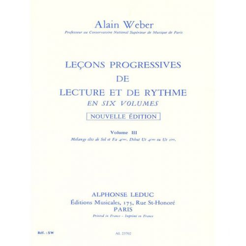 WEBER A. - LEÇONS PROGRESSIVES LECTURE ET RYTHME VOL.3
