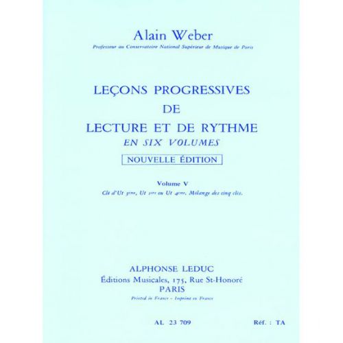 WEBER A. - LEÇONS PROGRESSIVES LECTURE ET RYTHME VOL.5