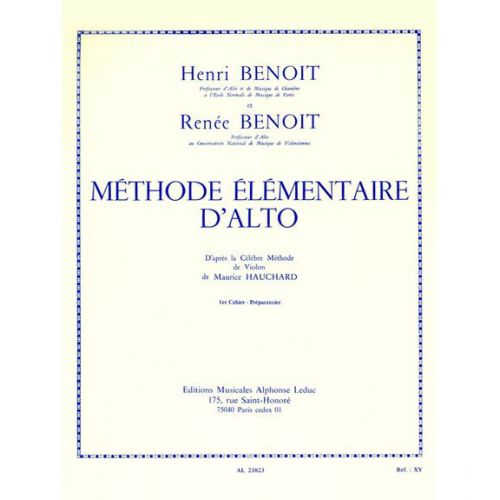 BENOIT HENRI & RENEE - METHODE ELEMENTAIRE D'ALTO VOL.1 