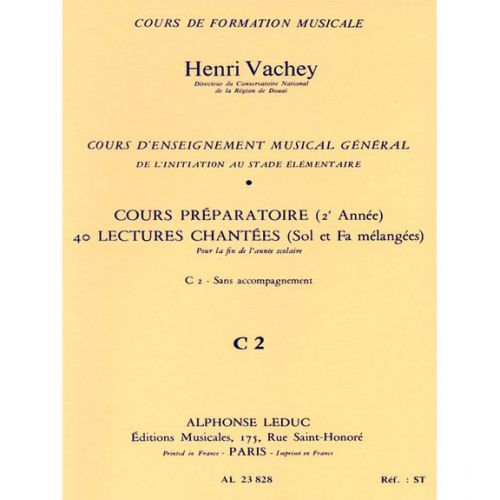 VACHEY HENRI - 40 LECTURES CHANTEES C2 (PREPARATOIRE)CLE DE SOL & FA MELANGEES - sans accompagnement