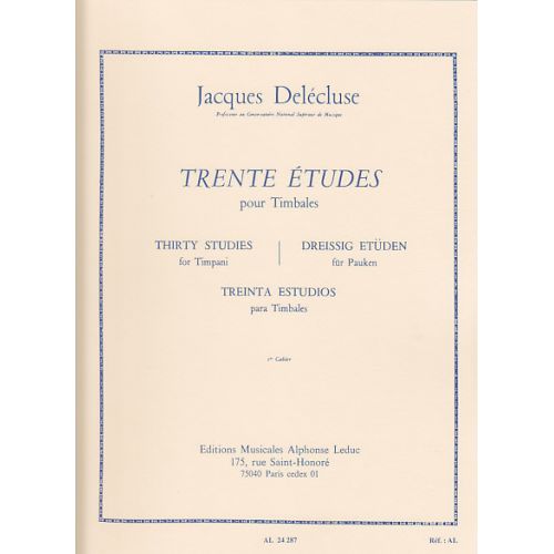  Delecluse Jacques - Trente Etudes Pour Timbales Cahier 1