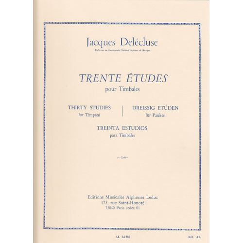 DELECLUSE JACQUES - TRENTE ETUDES POUR TIMBALES CAHIER 1