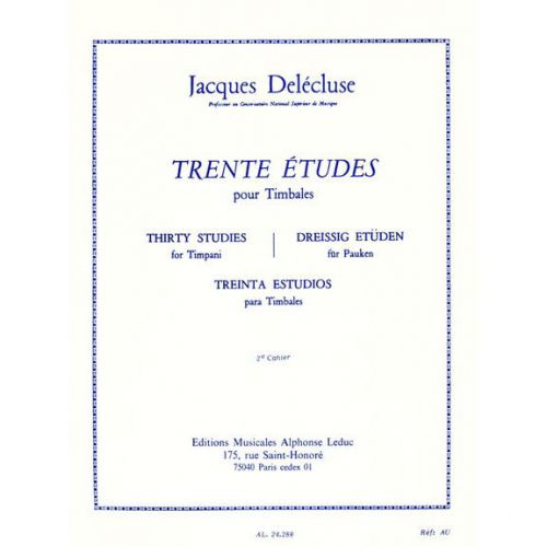 DELECLUSE JACQUES - TRENTE ETUDES POUR TIMBALES CAHIER 2