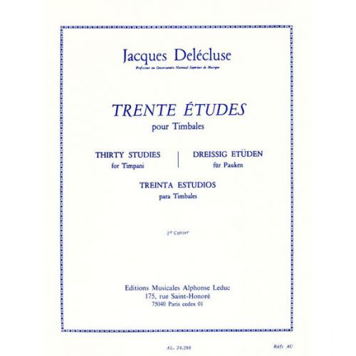 LEDUC DELECLUSE JACQUES - TRENTE ETUDES POUR TIMBALES CAHIER 2
