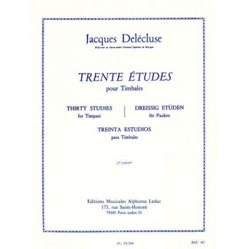 DELECLUSE JACQUES - TRENTE ETUDES POUR TIMBALES CAHIER 2