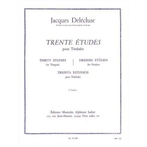 LEDUC DELECLUSE J. - 30 ETUDES VOL.3 - TIMBALES 