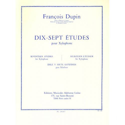 DUPIN F. - 17 ETUDES - XYLOPHONE