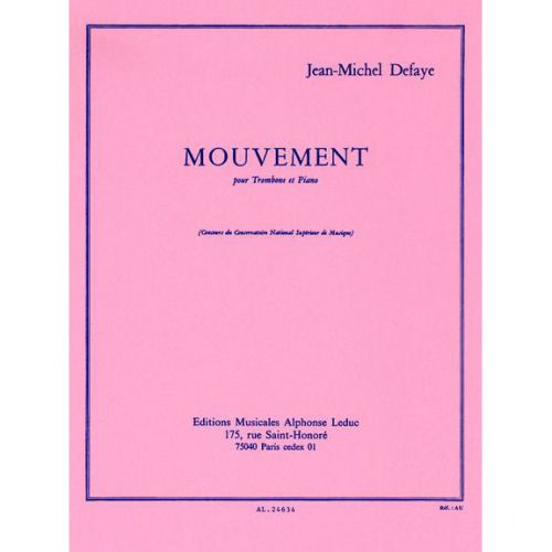 DEFAYE JEAN-MICHEL - MOUVEMENT - TROMBONE & PIANO